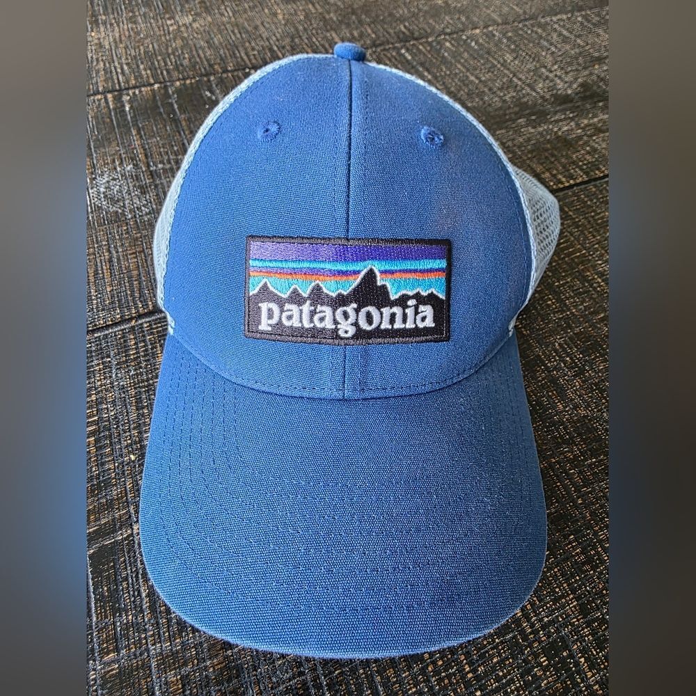 Patagonia Cap Hat Unisex One Size Sky Blue Patch Logo Snapback Trucker Baseball
